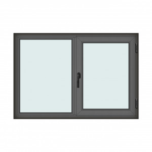 Fereastra 160x110cm, 2 canate, antracit, dreapta si rabatare, Klass, 7cm, 6 camere, 2 garnituri - Img 1