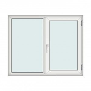 Fereastra 160x130cm, 2 canate, alb, dreapta si rabatare, Klass, 7cm, 6 camere, 2 garnituri - Img 1