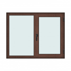 Fereastra 165x130cm, 2 canate, maro, nuc, dreapta si rabatare, Klass, 7cm, 6 camere, 2 garnituri - Img 1