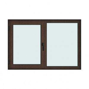 Fereastra 175x120cm, 2 canate, wenge (tabac), stanga si rabatare, Klass, 7cm, 6 camere, 2 garnituri - Img 1