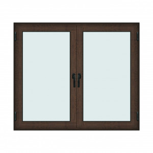 Fereastra 175x150cm, 2 canate, wenge (tabac), 2 deschideri si rabatare, cu montant fix, Klass, 7cm, 6 camere, 2 garnituri