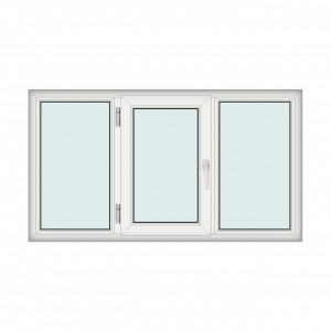 Fereastra 180x100cm, 3 canate, alb, stanga si rabatare, Klass, 7cm, 6 camere, 2 garnituri - Img 1