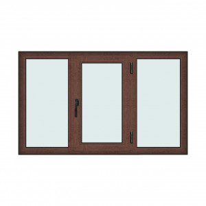 Fereastra 180x110cm, 3 canate, maro, nuc, dreapta si rabatare, Klass, 7cm, 6 camere, 2 garnituri - Img 1