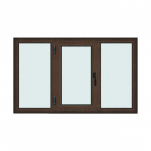 Fereastra 180x110cm, 3 canate, wenge (tabac), stanga si rabatare, Klass, 7cm, 6 camere, 2 garnituri