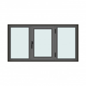 Fereastra 190x100cm, 3 canate, antracit, dreapta si rabatare, Klass, 7cm, 6 camere, 2 garnituri