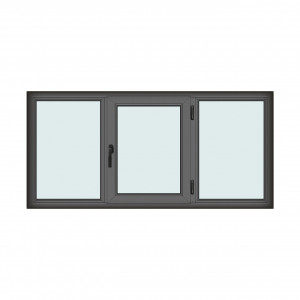 Fereastra 210x100cm, 3 canate, antracit, dreapta si rabatare, Klass, 7cm, 6 camere, 2 garnituri - Img 1