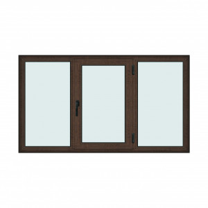 Fereastra 210x120cm, 3 canate, wenge (tabac), dreapta si rabatare, Klass, 7cm, 6 camere, 2 garnituri - Img 1