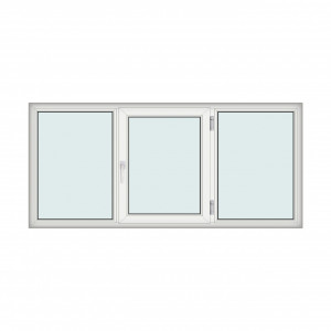 Fereastra 240x110cm, 3 canate, alb, dreapta si rabatare, Klass, 7cm, 6 camere, 2 garnituri - Img 1