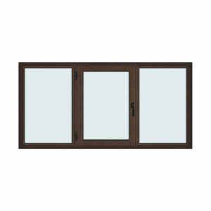 Fereastra 240x120cm, 3 canate, wenge (tabac), stanga si rabatare, Klass, 7cm, 6 camere, 2 garnituri