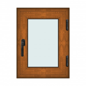 Fereastra 60x80cm, 1 canat, maro, stejar auriu, dreapta si rabatare, Klass, 7cm, 6 camere, 2 garnituri - Img 1