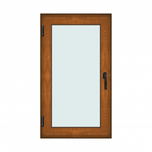 Fereastra 80x140cm, 1 canat, maro, stejar auriu, stanga si rabatare, Klass, 7cm, 6 camere, 2 garnituri