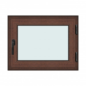 Fereastra 90x70cm, 1 canat, maro, nuc, dreapta si rabatare, Klass, 7cm, 6 camere, 2 garnituri - Img 1