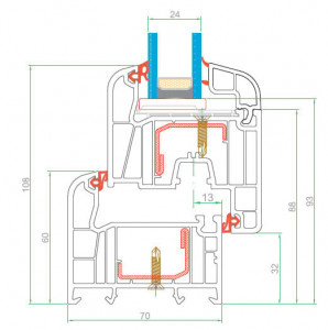 Fereastra 90x90cm, 1 canat, alb, dreapta si rabatare, Klass, 7cm, 6 camere, 2 garnituri - Img 3
