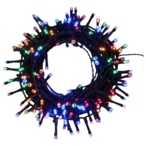 Instalație Luminoasă 200 LED – 18 m, Fir Negru, Becuri Multicolore