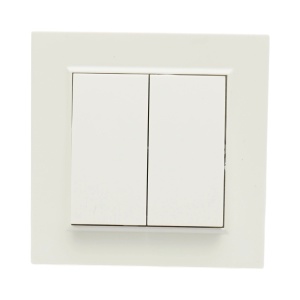 Intrerupator dublu cap scara alb incastrat 220V, 10AX, ABS 80x80mm, DISRP26 - Img 2