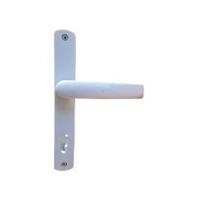Maner usa, aluminiu, cu arc, latime sild 35mm, interax 85mm, alb, reversibil, tija si suruburi incluse, Glasspandoor - Img 4