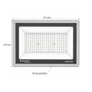 Proiector LED 200W, 100-265V, 6500K, 20000lm tip Flood 375x270x30mm IP66 Breckner Germany, BK00175 - Img 5
