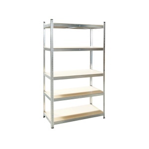 Raft metalic cu 5 polite MDF, 180x100x50cm, 250kg/polita, montaj fara suruburi, galvanizat, BRECKNER GERMANY, BK92956 - Img 2