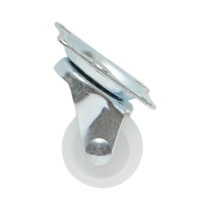 Roata pivotanta 25x14mm fara frana, polipropilena alba, placa otel 39x33mm 10kg, DISVF85 - Img 2