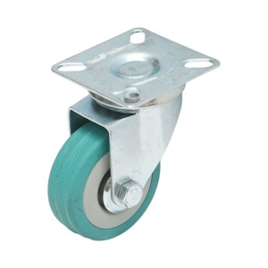 Roata pivotanta 50x16mm fara frana, cauciuc plin albastru, placa otel 50x50mm 27kg, DISVF70