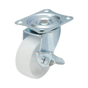 Roata pivotanta 50x22mm cu frana, polipropilena alba, placa otel 58x47mm 30kg, DISVF98 - Img 8