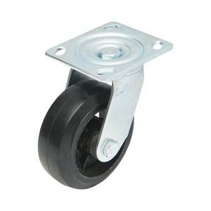 Roata pivotanta industriala 125x50mm fara frana, cauciuc plin negru, placa otel 115x100mm 130kg, DISVG21