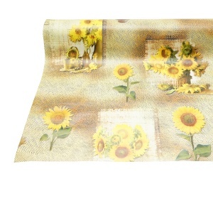 Rola fata de masa decorativa PVC 1.37x20m, grosime 0.18mm, textil 45 g/mp, model floarea soarelui Breckner Germany - Img 5