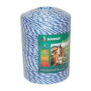 Rola fir alb-albastru fi 3mm 3x0.2mm SS, 500m gard electric, rezistenta 7.8 Ohm, Cod: 93RG537, Brand: BOURGET - Img 2