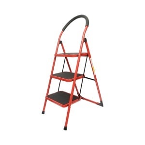 Scara pliabila otel 3 trepte antiderapante, inaltime 117cm, sarcina maxima 150kg rosie Breckner Germany, BRECKNER GERMANY, BK92250