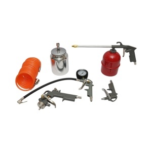 Set 5 piese aer comprimat vopsit, suflat, umflat, spalat cu furtun spiralat 5m , Cod: BK76146, Breckner Germania - Img 1