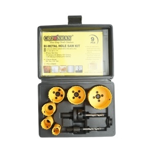 Set carote circulare Bi-Metal 22-64mm pentru lemn, rigips, PVC 9 piese , Cod: DISUG18, Crownman - Img 2