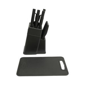 Set cutite bucatarie 15 piese cu suport, tocator si foarfeca, lama otel 3Cr13, maner PP negru Breckner Germany, AAA385 - Img 4