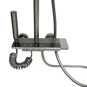 Set dus multifunctional cu termostat, afisaj digital temperatura apa, 4 functii de curgere a apei, pipa cada, dus dreptunghiular, dus de mana, dus bideu, gri, Cod: BK79263 - Img 4