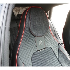 Set huse scaune auto Premium Negru-Rosu universale, design sport ergonomic, piele ecologica cu insertii textile, fata + spate 11 piese, DISVG58 - Img 4