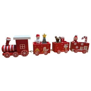 Trenulet de Crăciun din Lemn – 19 cm
