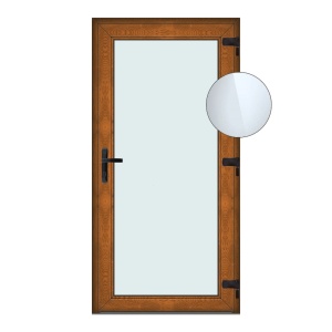 Usa Full Glass Transparent, PVC & termopan, 70x200cm, maro, stejar auriu, dreapta, Klass, 7cm, 6 camere, sticla transparenta