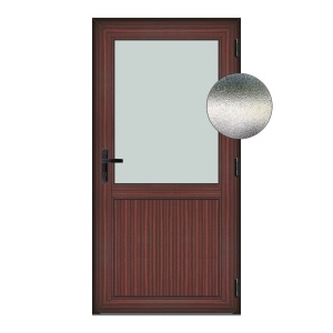 Usa Hamburg, PVC & termopan, 100x190cm, mahon, dreapta, Klass, 6cm, 4 camere, sticla mata nisip alb