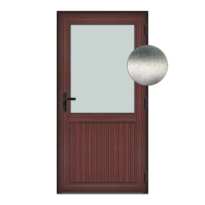 Usa Hamburg, PVC & termopan, 70x210cm, mahon, dreapta, Klass, 6cm, 4 camere, sticla mata nisip alb