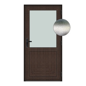 Usa Hamburg, PVC & termopan, 80x200cm, wenge (tabac), dreapta, Klass, 6cm, 4 camere, sticla mata nisip alb