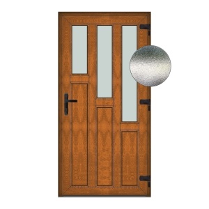 Usa Leiter, PVC & termopan, 100x190cm, maro, stejar auriu, dreapta, Klass, 7cm, 6 camere, sticla mata nisip alb