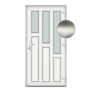 Usa Leiter, PVC & termopan, 70x180cm, alba, dreapta, Klass, 7cm, 6 camere, sticla mata nisip alb