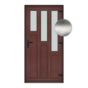 Usa Leiter, PVC & termopan, 80x190cm, mahon, dreapta, Klass, 7cm, 6 camere, sticla mata nisip alb