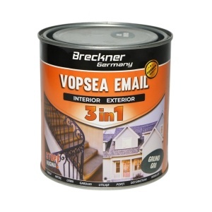 Vopsea email anticoroziva 3 in 1 grund gri pe baza de solvent, direct pe rugina, interior si exterior 1L Breckner Germany, BK89020