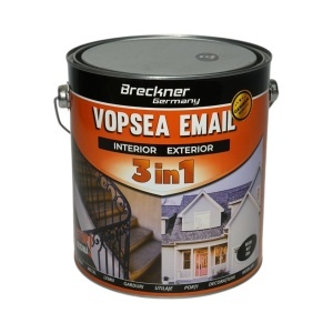 Vopsea email anticoroziva 3 in 1 negru mat 004 pe baza de solvent 3.5L, direct pe rugina, interior si exterior Breckner Germany, BK89058