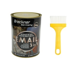 Vopsea email anticoroziva 3 in 1 pentru metal, direct pe rugina, pe baza de apa, negru 2000g Breckner Germany, BK00215