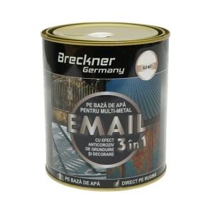 Vopsea email anticoroziva 3 in 1 pentru metal, direct pe rugina, pe baza de apa, alb mat 750g Breckner Germany, BK00300 - Img 2