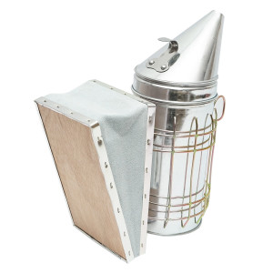 Afumator albine din inox cu cilindru scut termic si burduf din piele 190mm, Cod: DISKR83 - Img 2
