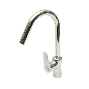 Baterie chiuveta bucatarie Premium din cupru, pipa rotativa inalta tip U, monocomanda, crom lucios, furtunuri incluse, BK00143