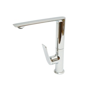 Baterie lavoar baie inalta Premium din cupru, pipa lunga rotativa, design rotund, monocomanda, crom lucios, furtunuri incluse, BK00139