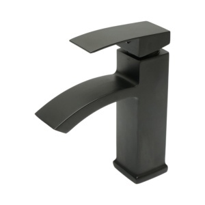 Baterie lavoar tip cascada negru mat, monocomanda, furtunuri incluse Breckner Germany, BK91036